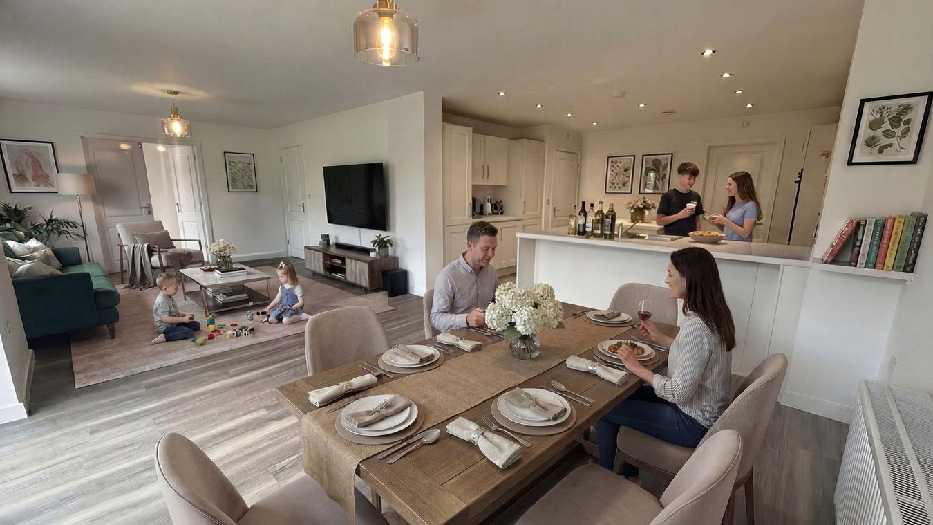 Sheringham (Alston) - dining area with family