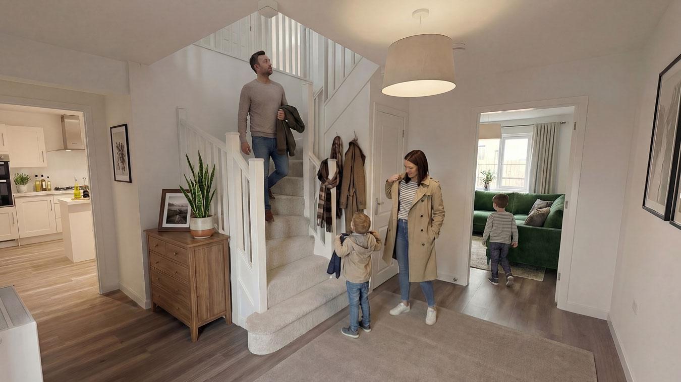 Sheringham (Alston) - Entrance to home with family